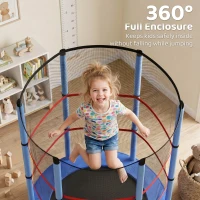 Outsunny 55" Kids Trampoline with Enclosure Net for Indoor/Outdoor, Trampoline for Boys and Girls Age 3-6 Years, Blue(m-7)