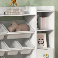 Qaba Kids Toy Organizers and Storage with 8 Removable Storage Bins and Bookshelf, White(m-7)