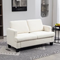 HOMCOM 54.3" Loveseat Sofa, 2 Seater Sofa with Removable Cushions, Small Couch with Wood Frame for Living Room, Cream White(m-1)