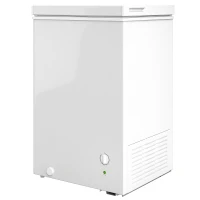 HOMCOM Mini Freezer, 3.5 Cu.Ft Chest Freezer with 5-Setting Adjustable Thermostat, Wire Basket, Quiet Operation, White(m-2)