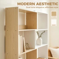 HOMCOM Corner Bookshelf, 5-Tier L-Shaped Bookcase with 350° Rotating Design, Two-Tone Design, Fruitwood/White(m-5)