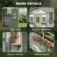 PawHut Chicken Coop, Wooden Hen House Outdoor Playhouse for 2-4 Chickens, Poultry Cage with Planter Pots and Boxes(m-8)