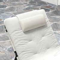 Outsunny 2-Piece Folding Lounge Chairs with Adjustable Backrest, Tanning Chair with Cushion, Side Pocket, Headrest, Beige(m-12)