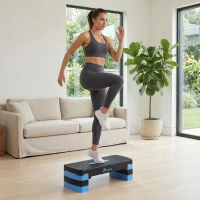 Soozier Aerobic Exercise Step Platform, 4"/6"/8" Adjustable Aerobic Stepper with Risers, Workout Stepper for Home Gym, Blue(m-9)