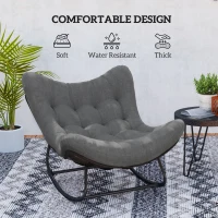 Outsunny Outdoor Rocking Chair, Oversized Patio Egg Chair with Padded Cushion, Rattan Wicker for Indoor, Backyard, Dark Grey(m-5)