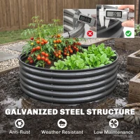 Outsunny Galvanized Raised Flower Bed, 4 x 4 x 1.5 ft Outdoor Metal Raised Bed with Safety Edging and Gloves, Dark Grey(m-5)