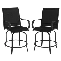 Outsunny Outdoor Bar Stools Set of 2, 360° Swivel Bar Height Chairs, 27.6" x 28.7" x 48.4", Black(m-11)