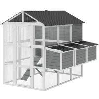 PawHut 77" Large Chicken Coop for 6-8 Chickens, Outdoor Wooden Hen House Poultry Cage with Run, Nesting Boxes, Waterproof Roof(m-1)
