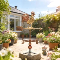 Outsunny Metal Rooster Weathervane, Roof Mount Wind Direction Indicator, Outdoor Weather Vanes(m-2)