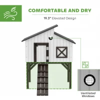 PawHut Chicken Coop Hen House with Nesting Box, Elevated Rabbit Hutch with Ramp, Asphalt Openable Roof and Elevated Legs(m-4)