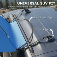 Outsunny Car Awning Camping Tailgate Tent for SUV, 3000mm Waterproof Car Side Awning with Carry Bag, Light Blue(m-7)