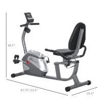 Soozier Recumbent Exercise Bike Indoor Magnetic Fitness Training Bike Stationary Workout Cycling Bike with 8 Adjustable Resistance, Pad Holder Bottle Holder LCD Monitor, Grey(m-3)