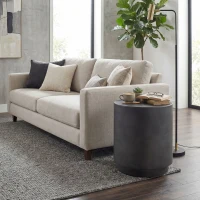 HOMCOM Lightweight Accent Table with Concrete Finish Round Side Table, Dark Gray(m-9)