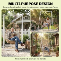 Outsunny Hammock Chair Stand Only Heavy Duty Solid Steel A-Frame for Hanging Hammock, Egg Chair, Max Load 330 LBS, White(m-5)