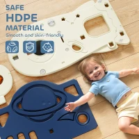 Qaba 8-in-1 Toddler Slide Set with Basketball Hoop, Indoor Outdoor Playground Playset for Kids, Blue(m-7)