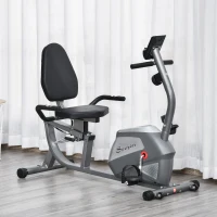 Soozier Recumbent Exercise Bike Indoor Magnetic Fitness Training Bike Stationary Workout Cycling Bike with 8 Adjustable Resistance, Pad Holder Bottle Holder LCD Monitor, Grey(m-8)