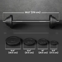 Soozier 154 lbs Barbell Weight Set, Adjustable Weights for Home Gym with 67" Barbell Bar, Strength Training Equipment(m-3)