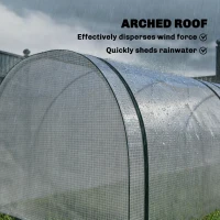 Outsunny Mini Greenhouse, Portable Greenhouse with 4 Roll-Up Doors, PE Cover, 177.2" x 39.4" x 31.5", White(m-8)