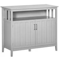 HOMCOM Sideboard Buffet Cabinet, Coffee Bar Cabinet with 2 Doors and Adjustable Shelves, Console Table for Kitchen Entryway Living Room, Gray(m-1)