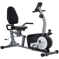 Soozier Exercise Bike, Stationary Bike with 8-Level Magnetic Resistance, LCD Display, Adjustable Seat and Backrest for Home Gym(m-2)