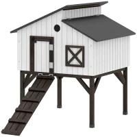 PawHut Chicken Coop Hen House with Nesting Box, Elevated Rabbit Hutch with Ramp, Asphalt Openable Roof and Elevated Legs(m-1)