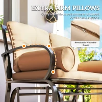 Outsunny Swing Glider Rocking Chair, Double Patio Bench, 2 Person Loveseat with Steel Frame, Cushions, Pillow Armrests, Khaki(m-5)