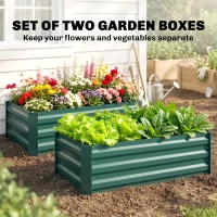 Outsunny Set of 2 Galvanized Raised Beds for Garden, Outdoor Planter Box for Flowers, Herbs and Vegetables, Green(m-4)