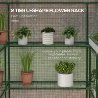 Outsunny Portable Greenhouse, Walk-In Small Outdoor Green House with 2 Tier U-Shaped Flower Rack Shelves, 4.6' x 4.7', White(m-4)
