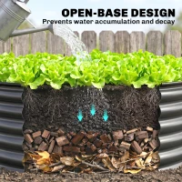 Outsunny Galvanized Raised Flower Bed, 4 x 4 x 1.5 ft Outdoor Metal Raised Bed with Safety Edging and Gloves, Dark Grey(m-7)