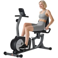 Soozier Exercise Bike, Stationary Bike with 8-Level Magnetic Resistance, LCD Display, Adjustable Seat and Backrest for Home Gym(m-11)