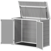 Outsunny 4.7 x 2.5FT Outdoor Horizontal Storage Shed, Lockable Trash Can Storage with Chain Lid, Gray