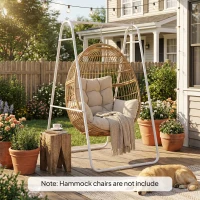 Outsunny Hammock Chair Stand Only Heavy Duty Solid Steel A-Frame for Hanging Hammock, Egg Chair, Max Load 330 LBS, White(m-2)