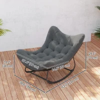 Outsunny Outdoor Rocking Chair, Oversized Patio Egg Chair with Padded Cushion, Rattan Wicker for Indoor, Backyard, Dark Grey(m-3)