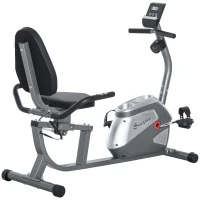 Soozier Recumbent Exercise Bike Indoor Magnetic Fitness Training Bike Stationary Workout Cycling Bike with 8 Adjustable Resistance, Pad Holder Bottle Holder LCD Monitor, Grey(m-2)