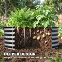 Outsunny Galvanized Raised Flower Bed, 4 x 4 x 1.5 ft Outdoor Metal Raised Bed with Safety Edging and Gloves, Dark Grey(m-4)