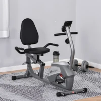 Soozier Recumbent Exercise Bike Indoor Magnetic Fitness Training Bike Stationary Workout Cycling Bike with 8 Adjustable Resistance, Pad Holder Bottle Holder LCD Monitor, Grey(m-1)