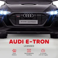 Aosom 12V Kids Electric Ride On Car, Audi E-tron, Battery Powered Toy with Parent Remote Control, Suspension System, Auxiliary Wheels, LED Lights, Music and Horn,  MP3 Player, Black(m-4)
