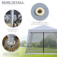 Outsunny 10x10ft Gazebo Tent with Netting Patio Canopy Outdoor Party Activity Sun Shade Garden Sun Shelter, Grey(m-6)