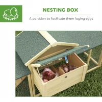PawHut Wooden Chicken Coop ith Nesting Box, Double Runs, Removable Tray, Ramp, for Garden Backyard(m-6)
