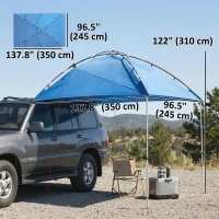 Outsunny Car Awning Camping Tailgate Tent for SUV, 3000mm Waterproof Car Side Awning with Carry Bag, Light Blue(m-3)