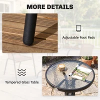 Outsunny 3 Pieces Outdoor Wicker Furniture Set with 2 Stackable Chairs, Tempered Glass Coffee Table for Garden, Backyard, Brown(m-7)