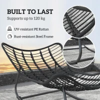 Outsunny Outdoor Rocking Chair, Oversized Patio Egg Chair with Padded Cushion, Rattan Wicker for Indoor, Backyard, Dark Grey(m-6)