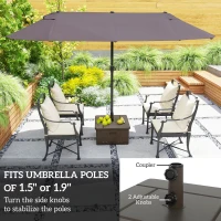 Outsunny 3-in-1 Outdoor Umbrella Base with Wheels and Handles, End Table, Flower Box Planter with Hole, 175 lbs. Capacity, Brown(m-5)
