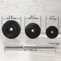 Soozier Adjustable 2 x 44lbs Weight Dumbbell Set for Weight Fitness Training Exercise Fitness Home Gym Equipment, Black (Pair)(m-3)