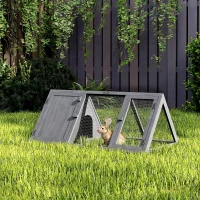 PawHut Rabbit Hutch, Wooden Guinea Pig Hutch with Run and Doors, Outdoor Triangle Bunny House for Rabbits,Duck and Chicken(m-10)