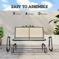 Outsunny 2-Person Outdoor Glider Bench, Patio Double Swing Rocking Chair Loveseat w/Powder Coated Steel Frame for Backyard Garden Porch, Beige(m-5)