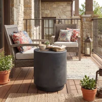 HOMCOM Lightweight Accent Table with Concrete Finish Round Side Table, Dark Gray(m-2)