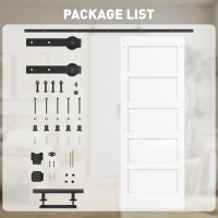 HOMCOM 32"x84" Sliding Barn Door with Hardware Kit, Shaker Style Sliding Door with Handle, Track, Floor Guide, White Wood Grain(m-9)