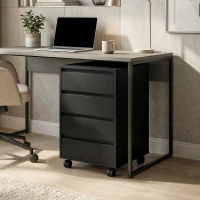 HOMCOM 4 Drawer File Cabinet, Vertical Filing Cabinet with Wheels, Modern Printer Stand for Home Office, Black(m-9)