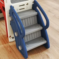 Qaba 8-in-1 Toddler Slide Set with Basketball Hoop, Indoor Outdoor Playground Playset for Kids, Blue(m-9)